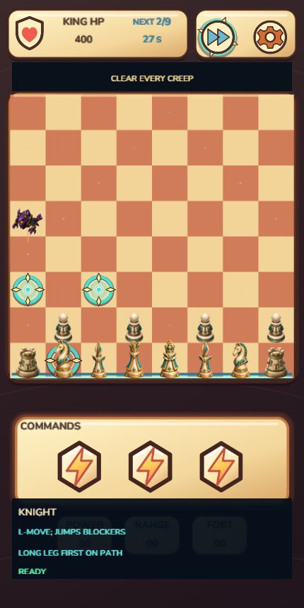 A selected knight and its available moves in Gambit Guard Campaign 19