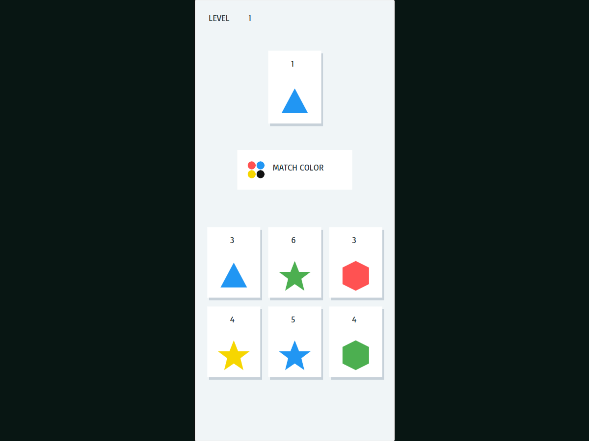 Toddler Match color-matching gameplay with colorful shape cards